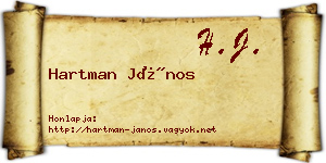 Hartman János névjegykártya